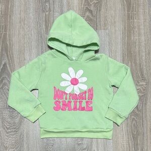 Source Unknown Light Green Hoodie with Pink Flower Motif